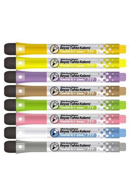 KRAF BEYAZ TAHTA KALEMİ MIKNATISLI & SİLGİLİ 8 li 777 - KRAF
