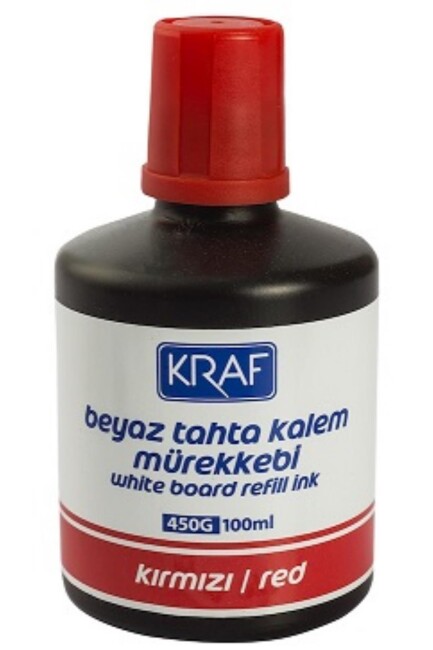 KRAF BEYAZ TAHTA KALEMİ MÜREKKEBİ 100CC 450G KIRMIZI - KRAF