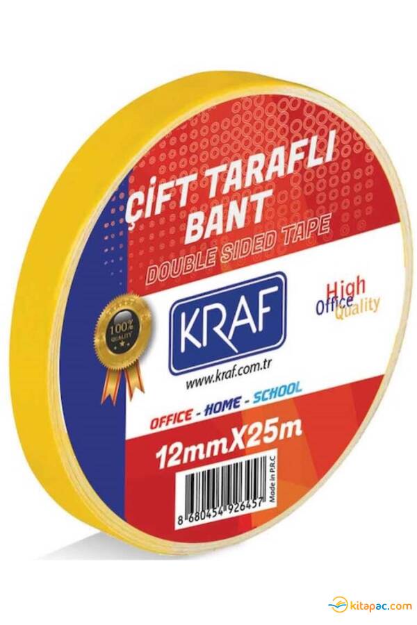 KRAF ÇİFT TARAFLI BANT 12mm.x25m. 2512G - 1