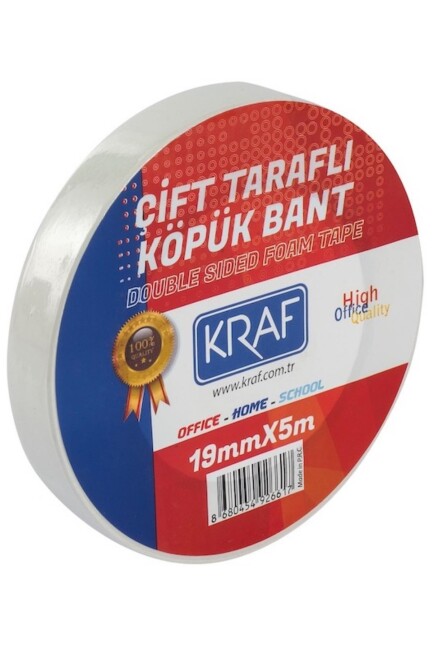 KRAF ÇİFT TARAFLI KÖPÜK BANT 19MMX5M 5019G - KRAF