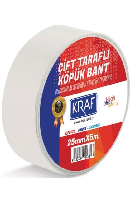 KRAF ÇİFT TARAFLI KÖPÜK BANT 25MMX5M 5025G - KRAF