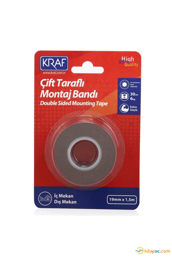 KRAF ÇİFT TARAFLI MONTAJ BANDI 19 mm x 1,5 m 2520G - 1