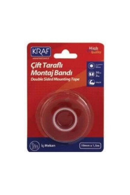 KRAF ÇİFT TARAFLI MONTAJ BANDI 19mm.x1,5mm. 2530G - KRAF