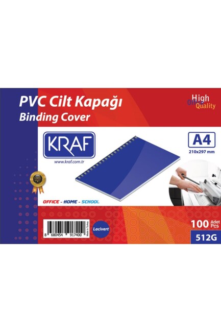 KRAF CİLT KAPAĞI A4 160 MİC. 100 lü 512G Lacivert - KRAF