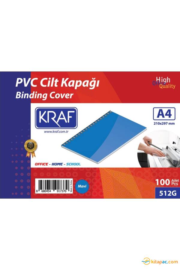 KRAF CİLT KAPAĞI A4 160 MİC. 100 lü 512G Mavi - 1