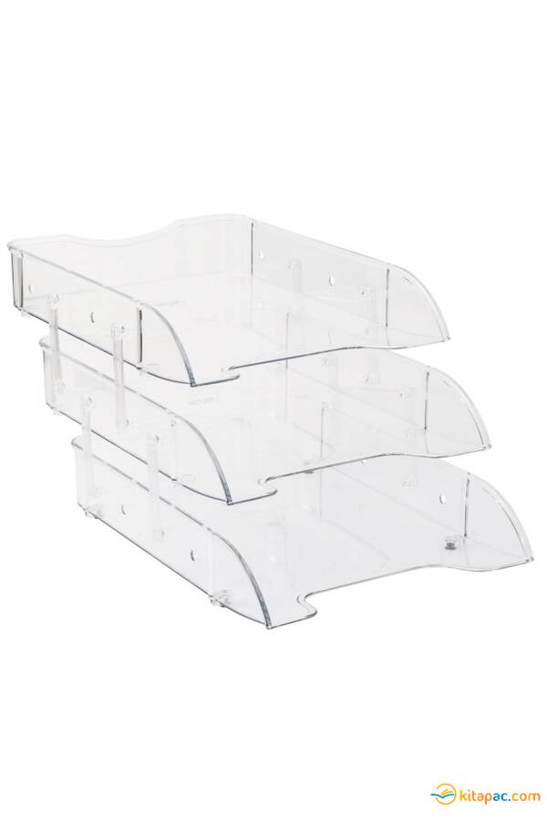 KRAF EVRAK RAFI 3 KATLI RAYLI HAREKETLİ ŞEFFAF 829G - 1