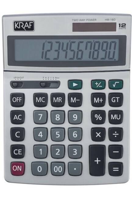 KRAF HESAP MAKİNESİ MASAÜSTÜ 12 HANE HM-160 - KRAF