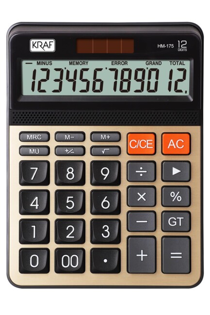 KRAF HESAP MAKİNESİ MASAÜSTÜ 12 HANE HM-175 GD - KRAF