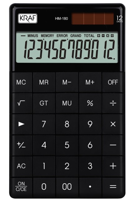 KRAF HESAP MAKİNESİ MASAÜSTÜ 12 HANE HM-180 BK SİYAH - KRAF