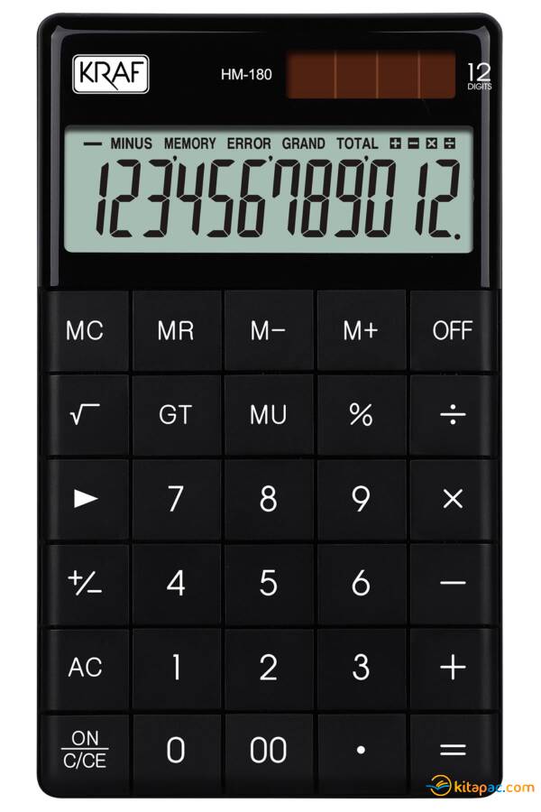 KRAF HESAP MAKİNESİ MASAÜSTÜ 12 HANE HM-180 BK SİYAH - 1
