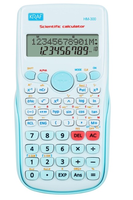 KRAF HM-300BL HESAP MAKİNESİ BİLİMSEL FONKSİYONLU MAVİ - KRAF