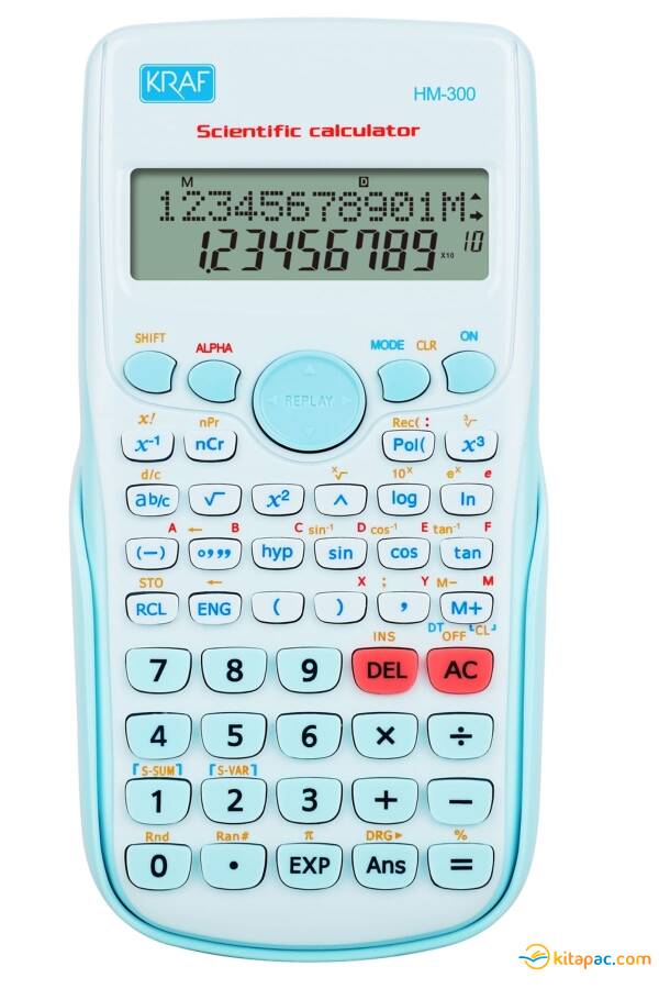 KRAF HM-300BL HESAP MAKİNESİ BİLİMSEL FONKSİYONLU MAVİ - 1