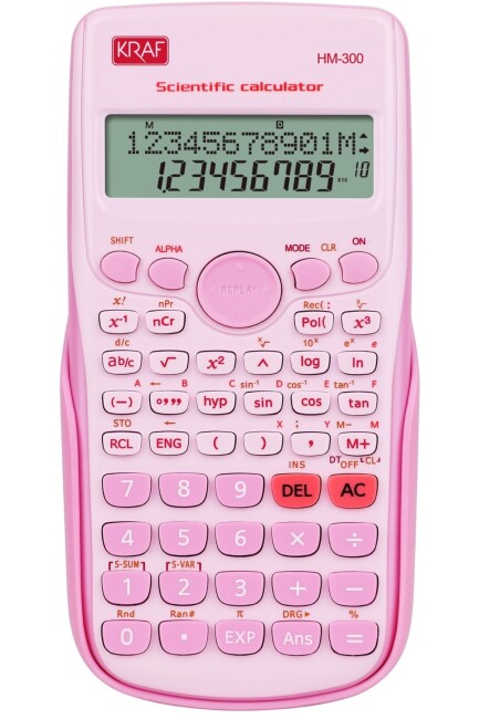 KRAF HM-300PK HESAP MAKİNESİ BİLİMSEL FONKSİYONLU PEMBE - KRAF
