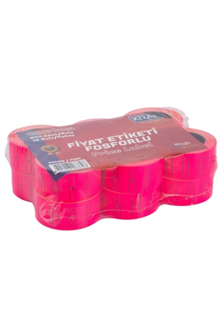 KRAF MOTEX ETİKET 12x21 MM FOSFORLU PEMBE 12'Lİ - KRAF