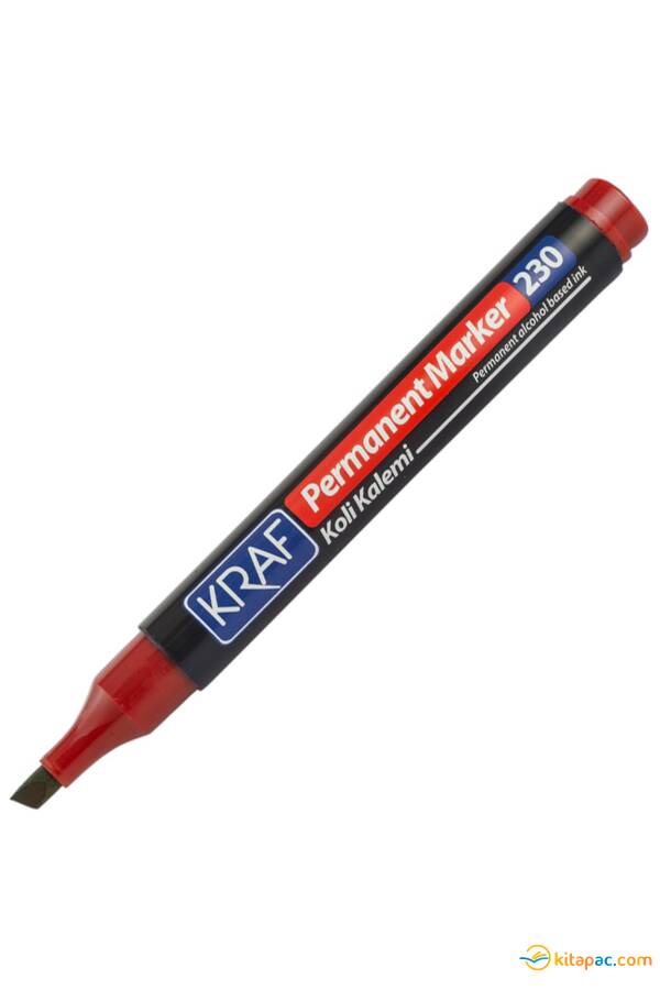 KRAF PERMANENT MARKÖR KESİK UÇ 230 Kırmızı - 1