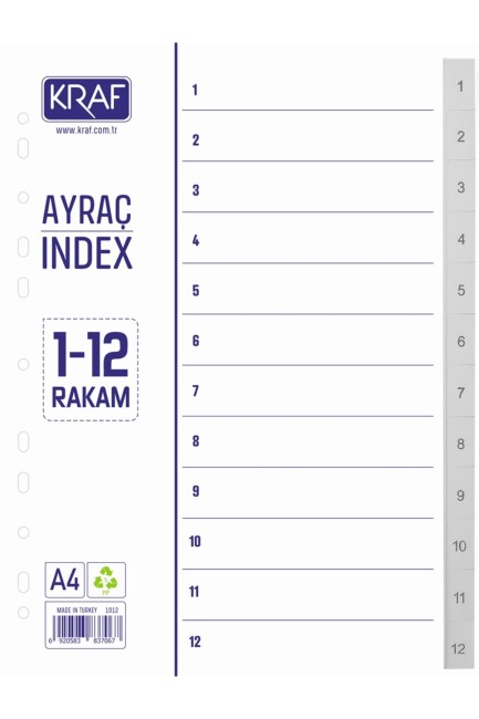 KRAF SEPARATÖR AYRAÇ İNDEX 1-12 RAKAM 1012 - KRAF