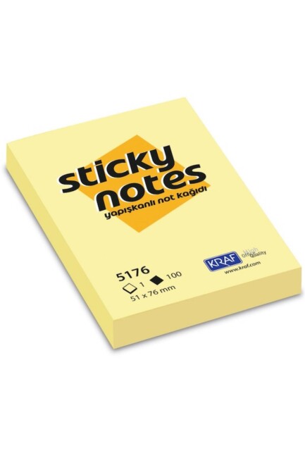 KRAF YAPIŞKANLI NOT KAĞIDI 51X76 Sarı 5176 - KRAF