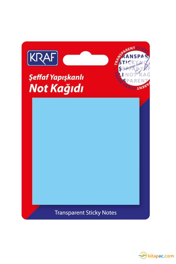 KRAF YAPIŞKANLI NOT KAĞIDI 76X76 50 yp ŞEFFAF Mavi 7676TR - 1