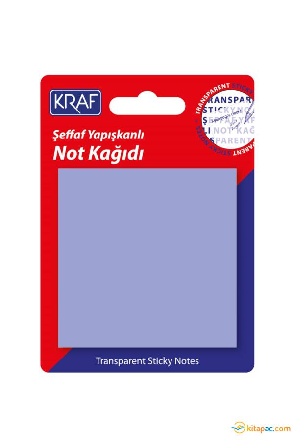 KRAF YAPIŞKANLI NOT KAĞIDI 76X76 50 yp ŞEFFAF Mor 7676TR - 1