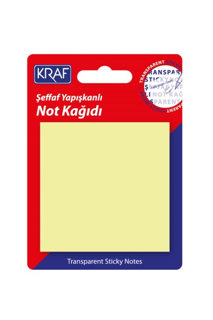 KRAF YAPIŞKANLI NOT KAĞIDI 76X76 50 yp ŞEFFAF Sarı 7676TR - KRAF