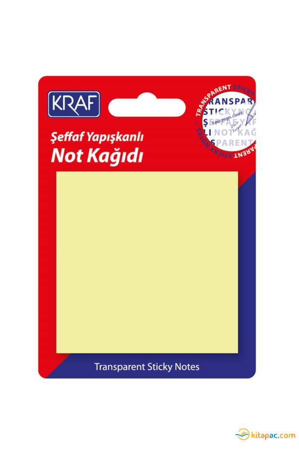 KRAF YAPIŞKANLI NOT KAĞIDI 76X76 50 yp ŞEFFAF Sarı 7676TR - 1