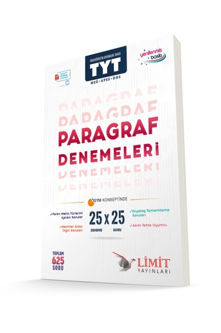 LİMİT TYT PARAGRAF 25x25 DENEMELERİ - LİMİT YAYINLARI