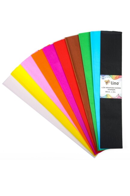 LİNO 10 RENK KARIŞIK KRAPON KAĞIDI (50x200cm) - LİNO