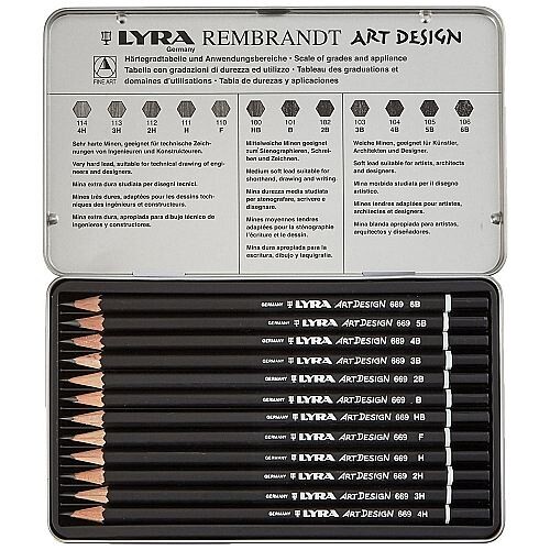 LYRA 12 li ART DESİGN METAL KUTU DERECELİ RESİM KALEMİ - LYRA