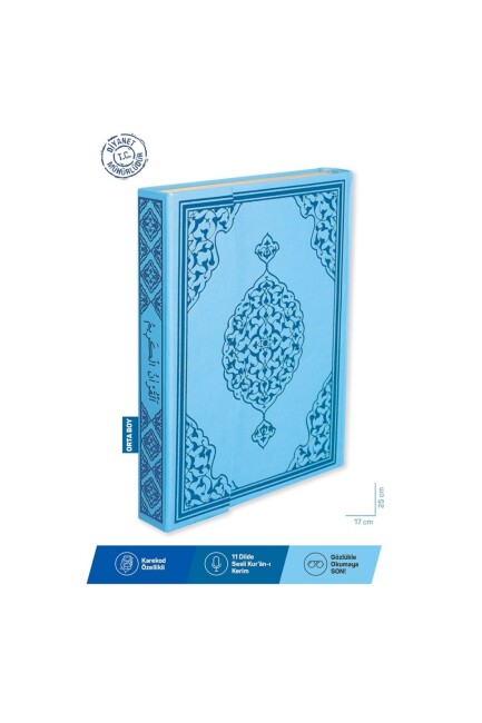 MERVE KUR AN-I KERİM ORTA BOY - Mavi (17x25) - MERVE YAYINLARI