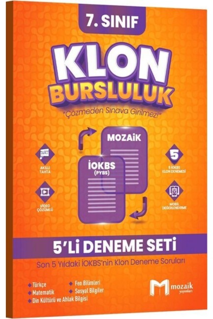 MOZAİK 7.Sınıf KLON BURSLULUK 5 li DENEME SETİ - MOZAİK YAYINLARI