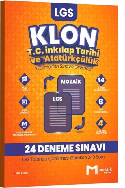 MOZAİK 8.SINIF LGS İNKILAP TARİHİ KLON 24 LÜ DENEME - MOZAİK YAYINLARI