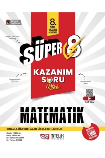 NİTELİK 8.Sınıf SÜPER KAZANIM MATEMATİK Soru Kitabı - NİTELİK YAYINLARI