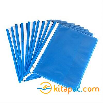NOKİ CEPLİ PLASTİK TELLİ DOSYA - MAVİ - 1