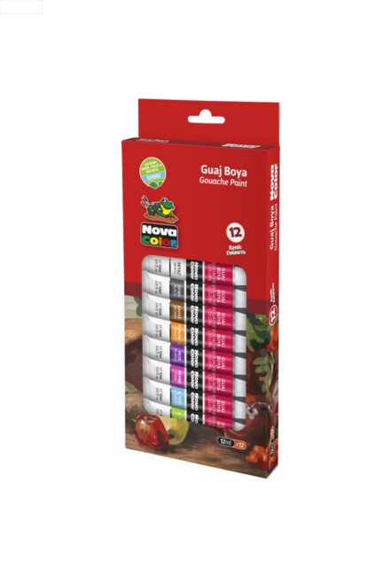 NOVA COLOR 12 Renk 12ML TÜP GUAJ BOYA - NOVA COLOR