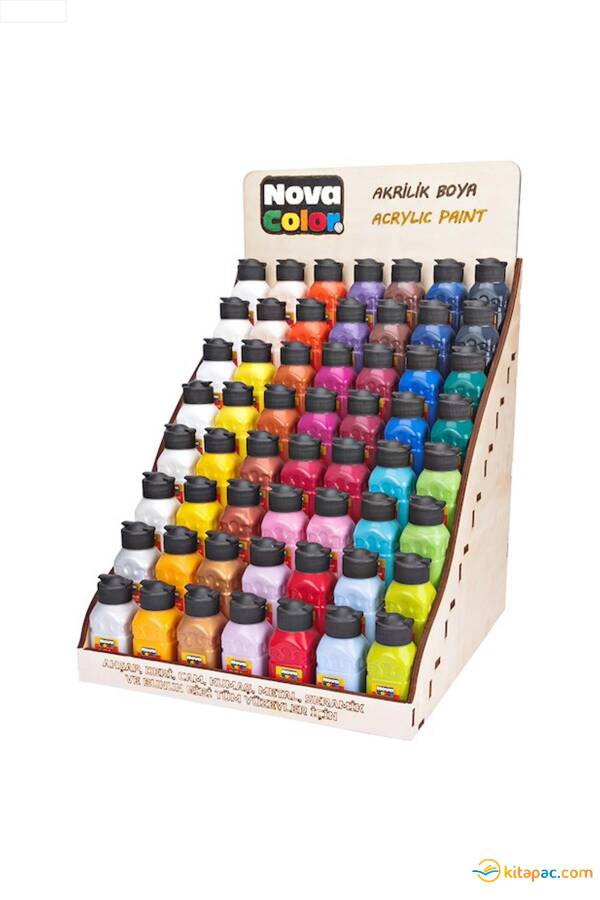 NOVA COLOR AKRİLİK BOYA ŞİŞE 100gr.56 lı STAND - 1