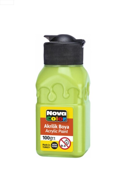 NOVA COLOR AKRİLİK BOYA ŞİŞE AÇIK YEŞİL 100 CC - NOVA COLOR