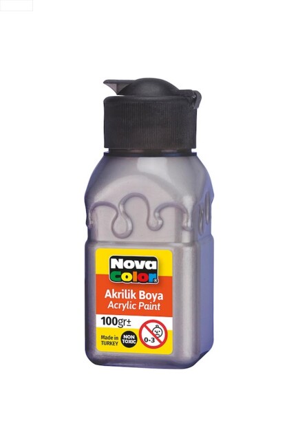 NOVA COLOR AKRİLİK BOYA ŞİŞE GRİ 100 CC - NOVA COLOR