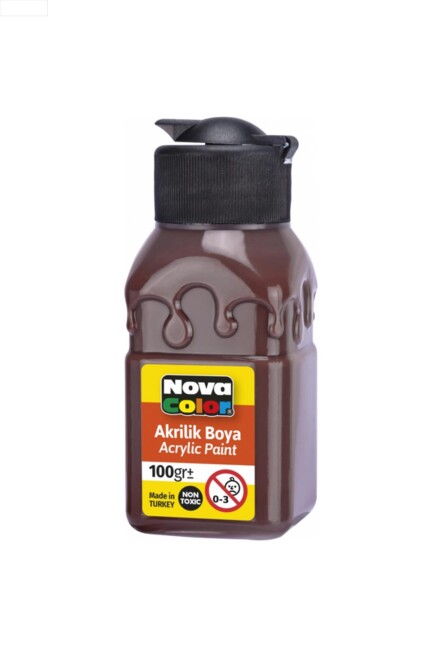 NOVA COLOR AKRİLİK BOYA ŞİŞE KAHVE 100 CC - NOVA COLOR