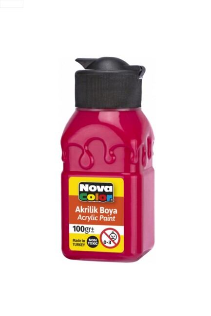 NOVA COLOR AKRİLİK BOYA ŞİŞE KIRMIZI 100 CC - NOVA COLOR