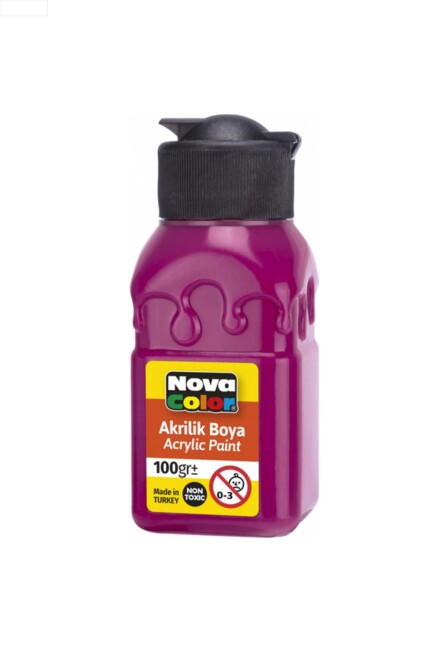 NOVA COLOR AKRİLİK BOYA ŞİŞE MAGENTA KIRMIZI 100 CC - NOVA COLOR