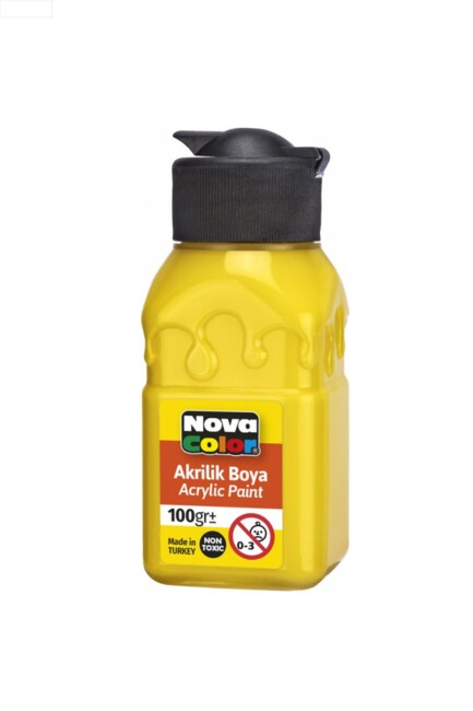 NOVA COLOR AKRİLİK BOYA ŞİŞE SARI 100 CC - NOVA COLOR