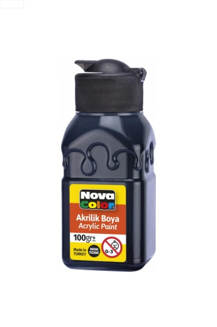 NOVA COLOR AKRİLİK BOYA ŞİŞE SİYAH 100 CC - NOVA COLOR