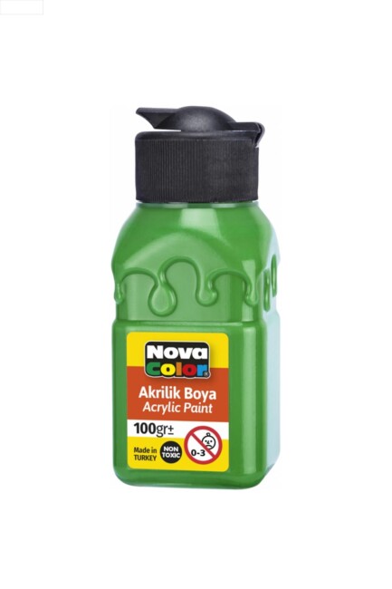 NOVA COLOR AKRİLİK BOYA ŞİŞE YEŞİL 100 CC - NOVA COLOR