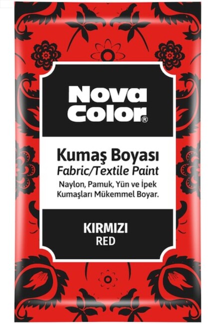 NOVA COLOR KUMAŞ BOYASI TOZ 12 gr Kırmızı - NOVA COLOR