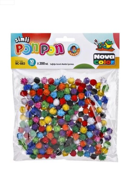 NOVA COLOR PONPON SİMLİ 10 mm (200 lü) - NOVA COLOR