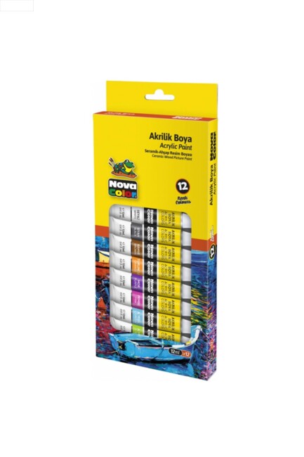 NOVA COLOR TÜP AKRİLİK BOYA 12 Renk 12 ml - NOVA COLOR