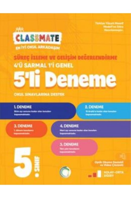 OKYANUS 5.Sınıf CLASSMATE 5 li DENEME SÜREÇ İZLEME VE GELİŞİM DEĞERLENDİRME - OKYANUS YAYINLARI