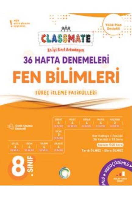 OKYANUS 8.Sınıf CLASSMATE FEN BİLİMLERİ 36 HAFTA DENEMELERİ - OKYANUS YAYINLARI