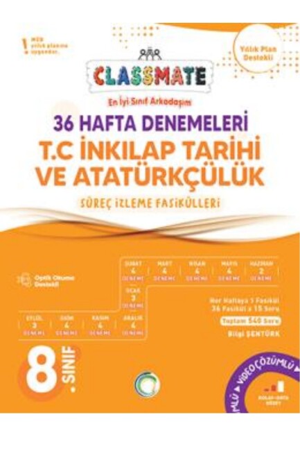 OKYANUS 8.Sınıf CLASSMATE İNKİLAP TARİHİ 36 HAFTA DENEMELERİ - OKYANUS YAYINLARI