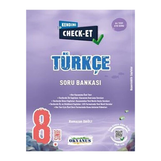 OKYANUS 8.Sınıf LGS TÜRKÇE Soru Bankası Kendini Check - Et - OKYANUS YAYINLARI